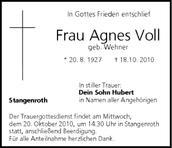 Anzeige von Agnes Voll von MGO