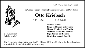Anzeige von Otto Kriebsch von MGO