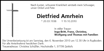 Anzeige von Dietfried Amrhein von MGO