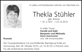 Anzeige von Thekla Stühler von MGO