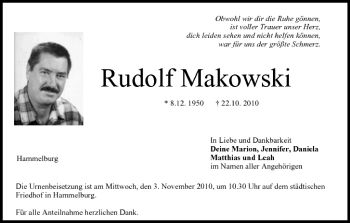 Anzeige von Rudolf Makowski von MGO