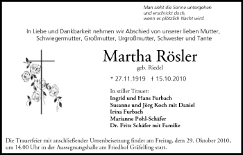 Anzeige von Martha Rösler von MGO