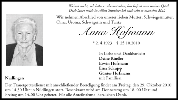 Anzeige von Anna Hofmann von MGO