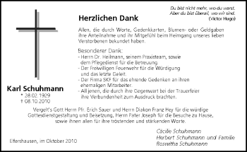 Anzeige von Karl Schuhmann von MGO