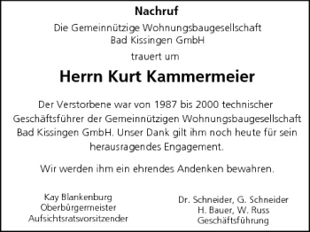 Anzeige von Kurt Kammermeier von MGO