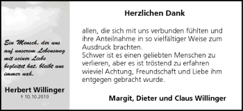 Anzeige von Herbert Willinger von MGO