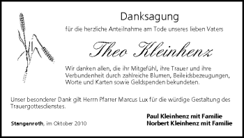 Anzeige von Theo Kleinhenz von MGO