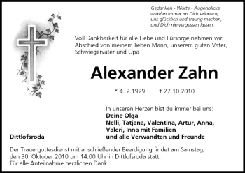 Anzeige von Alexander Zahn von MGO