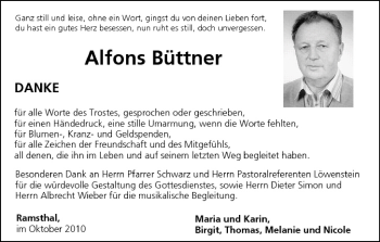 Anzeige von Alfons Büttner von MGO
