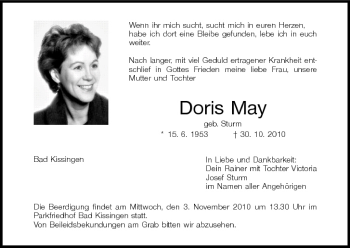 Anzeige von Doris May von MGO