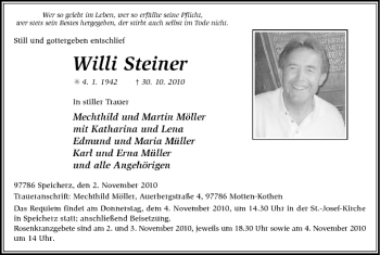 Anzeige von Willi Steiner von MGO