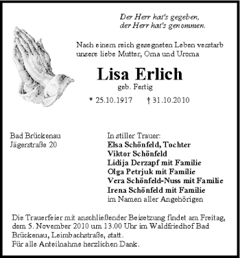 Anzeige von Lisa Erlich von MGO