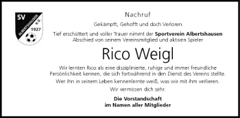 Anzeige von Rico Weigl von MGO