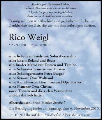 Anzeige von Rico Weigl von MGO