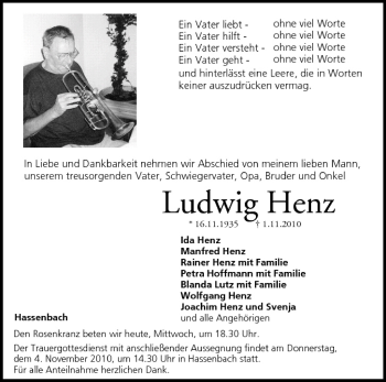 Anzeige von Ludwig Henz von MGO