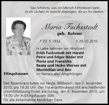 Anzeige von Maria Fuchsstadt von MGO