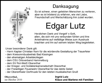 Anzeige von Edgar Lutz von MGO