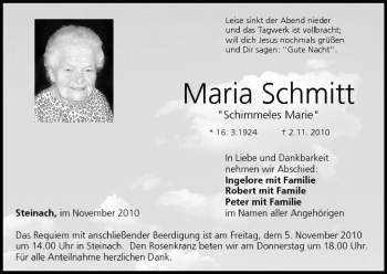 Anzeige von Maria Schmitt von MGO