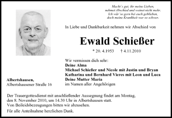 Anzeige von Ewald Schießer von MGO