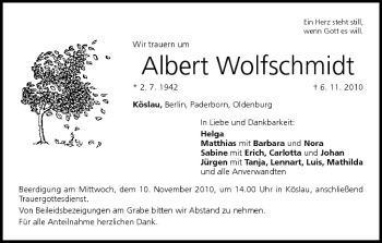 Anzeige von Alberet Wolfschmidt von MGO