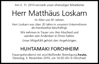 Anzeige von Matthäus Loskarn von MGO
