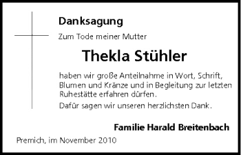 Anzeige von Thekla Stühler von MGO