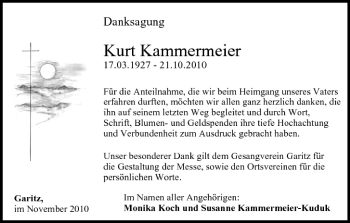 Anzeige von Kurt Kammermeier von MGO