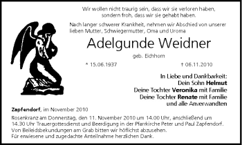 Anzeige von Adelgunde Weidner von MGO