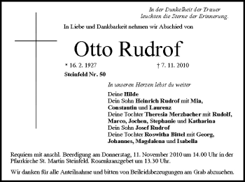 Anzeige von Otto Rudrof von MGO