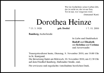Anzeige von Dorothea Heinze von MGO