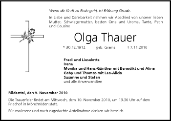 Anzeige von Olga Thauer von MGO