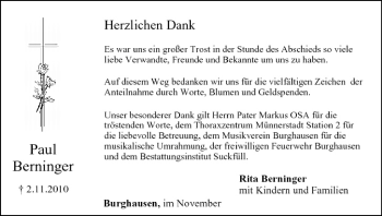Anzeige von Paul Berninger von MGO