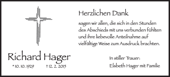 Anzeige von Richard Hager von MGO