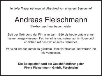 Anzeige von Andreas Fleischmann von MGO