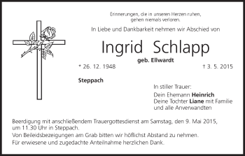 Anzeige von Ingrid Schlapp von MGO