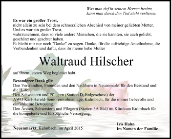 Anzeige von Waltraud Hilscher von MGO