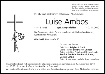 Anzeige von Luise Ambos von MGO