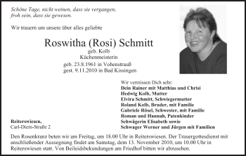 Anzeige von Roswitha Schmitt von MGO