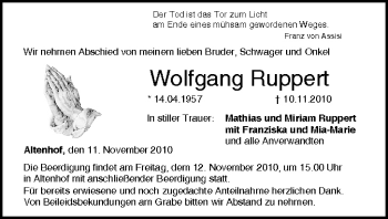 Anzeige von Wolfgang Ruppert von MGO