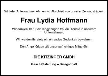 Anzeige von Lydia Hoffmann von MGO