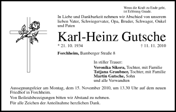 Anzeige von Karl-Heinz Gutsche von MGO