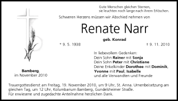 Anzeige von Renate Narr von MGO