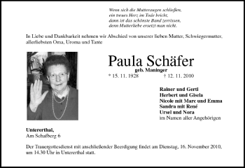 Anzeige von Paula Schäfer von MGO