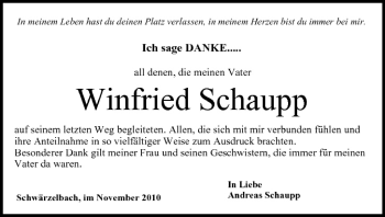 Anzeige von Winfried Schaupp von MGO