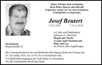 Anzeige von Josef Beutert von MGO