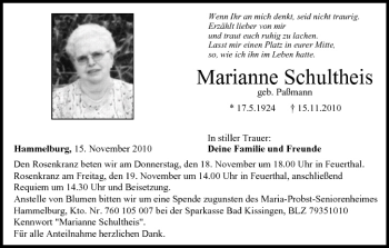 Anzeige von Marianne Schultheis von MGO