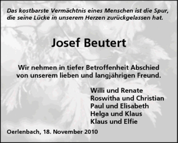 Anzeige von Josef Beutert von MGO
