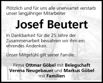 Anzeige von Josef Beutert von MGO
