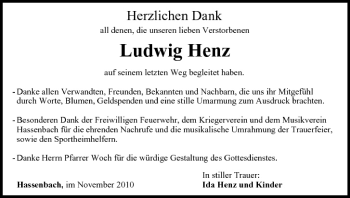 Anzeige von Ludwig Henz von MGO