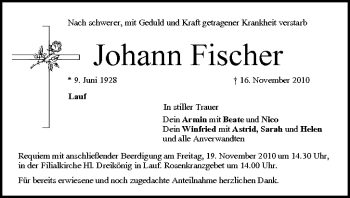 Anzeige von Johann Fischer von MGO